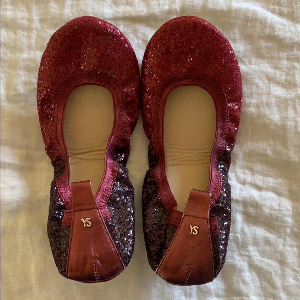 Yosi Samra red sparkly ballet flats